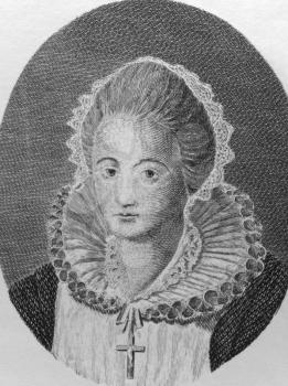 Royalty Free Photo of Mary I (1542-1587) on engraving from the 1700s. Queen of Scotland during 1542-1567. Engraved from a drawing taken from an original picture and published in 1778 by Rich Godfrey.