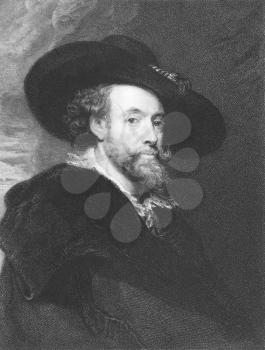 Royalty Free Photo of Peter Paul Rubens (1577-1640) on engraving from the 1800s. Flemish Baroque painter.