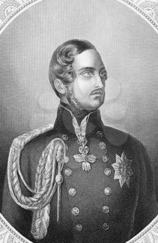 Royalty Free Photo of Prince Albert on engraving from the 1800s. Husband of Queen Victoria. Engraved by D.Pound and published by the London Printing and Publishing Company.