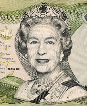 Royalty Free Photo of Queen Elizabeth II on 50 Cents 2001 Banknote from Bahamas