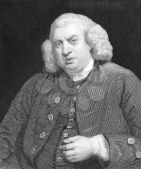 Royalty Free Photo of Samuel Johnson (1709-1784) on engraving from the 1800s. English author who made lasting contributions to English literature as a poet, essayist, moralist, literary critic, biogra
