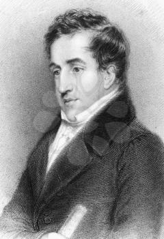 John Cam Hobhouse, 1st Baron Broughton (1786-1869) on engraving from 1834. British politician and memoirist. Engraved by J.Hopwood after a drawing by A.Wivell and published by J.Murray.