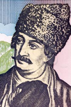 Avram Iancu (1824-1872) on 5000 Lei 1993 Banknote from Romania. Transylvanian Romanian lawyer who played an important role in the local chapter of the Austrian Empire Revolutions during 1848–1849.
