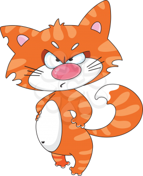Royalty Free Clipart Image of an Angry Orange Cat