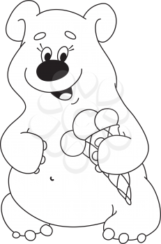 Royalty Free Clipart Image of a Bear With an Ice-Cream Cone