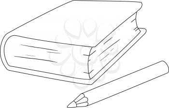 Royalty Free Clipart Image of a Book and Pencil