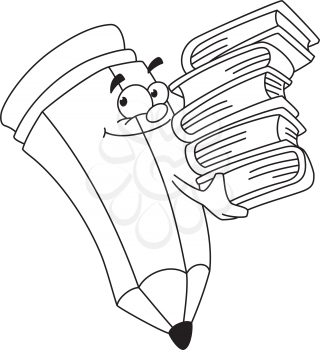 Royalty Free Clipart Image of a Pencil With Books