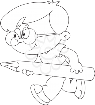 Royalty Free Clipart Image of a Boy With a Pencil
