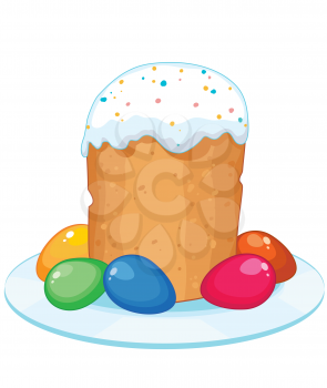 Royalty Free Clipart Image of an Iced Cake With Easter Eggs