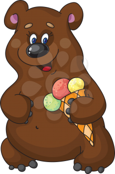 Royalty Free Clipart Image of a Bear With a Cone