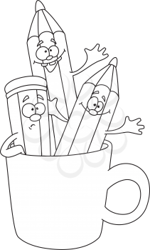 Royalty Free Clipart Image of Pencils in a Mug
