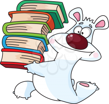 Royalty Free Clipart Image of a Polar Bear With Books