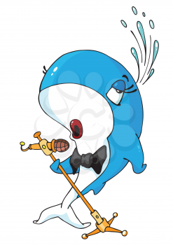 Royalty Free Clipart Image of a Singing Whale