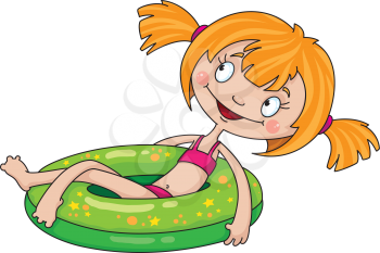 Royalty Free Clipart Image of a Girl in a Wading Pool