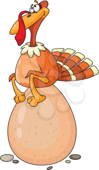 Royalty Free Clipart Image of a Turkey on an Egg