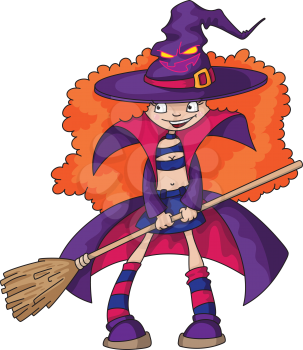 Royalty Free Clipart Image of a Girl Witch