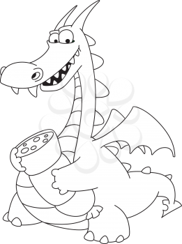 illustration of a dragon with sausage outlined