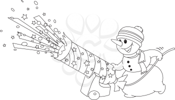 illustration of a holiday snowman outlined