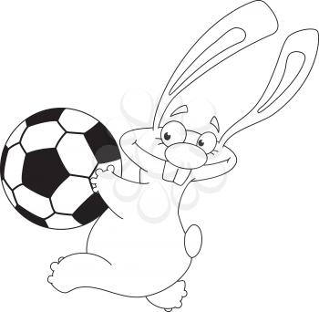 illustration of a rabbit and ball outlined