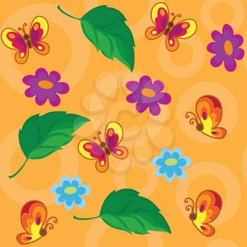 illustration of a seamless flowers and butterflies