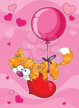 illustration of a valentines kitten