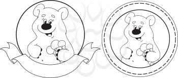 illustration of a bear and  ice cream banner outlined