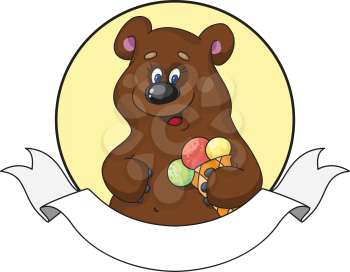 illustration of a bear and ice cream ribbon banner
