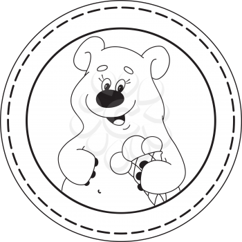 illustration of a bear and  icecream banner circle outlined