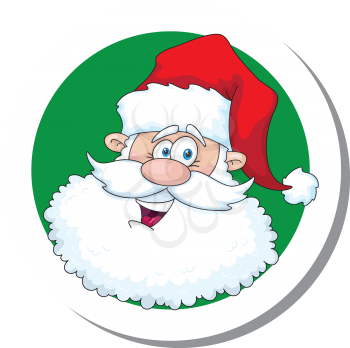 illustration of a funny santa head green sticker