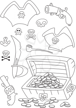 illustration of a pirate set outlined