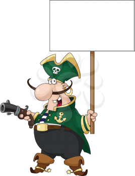 illustration of a pirate with blank sign