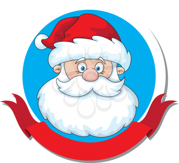 illustration of a Santa head blue sticker