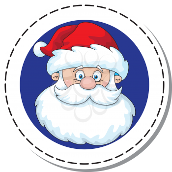 illustration of a Santa head circle sticker