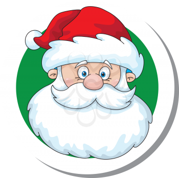illustration of a Santa head green sticker