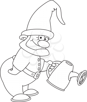 illustration of a gnome gardener outlined