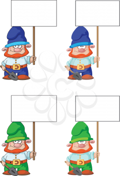 illustration of a gnome with blank sign