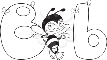 illustration of a letter B bee outlined