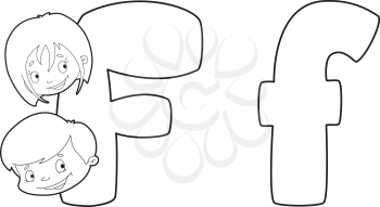 illustration of a letter F face outlined