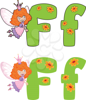 illustration of a letter F fairy