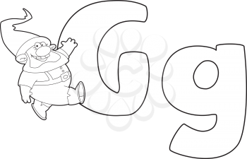 illustration of a letter G gnome outlined