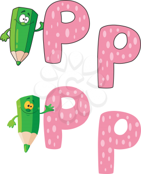illustration of a letter P pencil green
