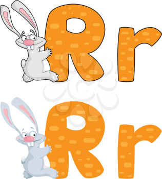 illustration of a letter R rabbit