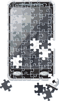 illustration of a puzzle smart phone broken