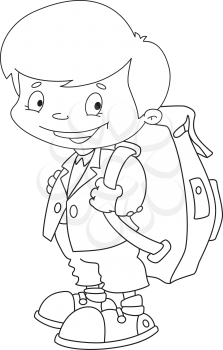 illustration of a schoolboy set outlined
