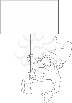 illustration of a gnome with blank sign outlined