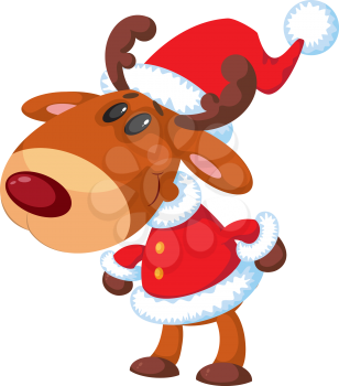 illustration of a deer Santa funny
