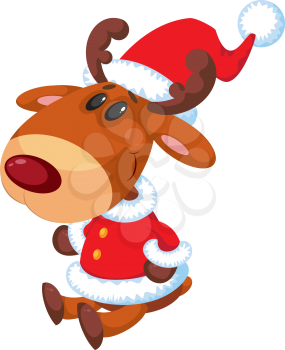illustration of a deer Santa sits