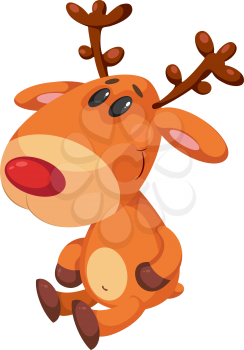 illustration of a funny deer sits