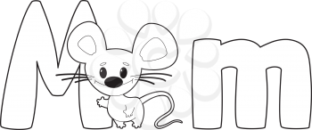 illustration of a letter M mouse outlined