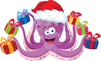 illustration of a octopus with gifts